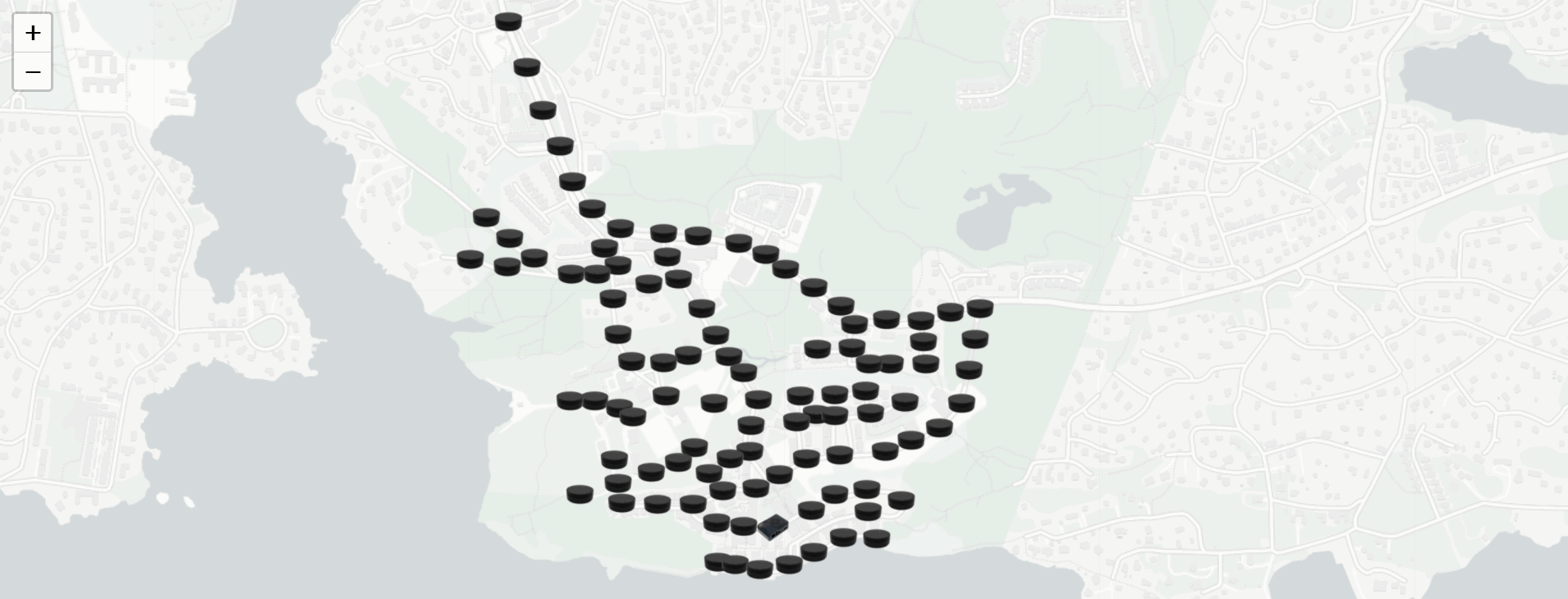 Les appareils sont placés sur une carte